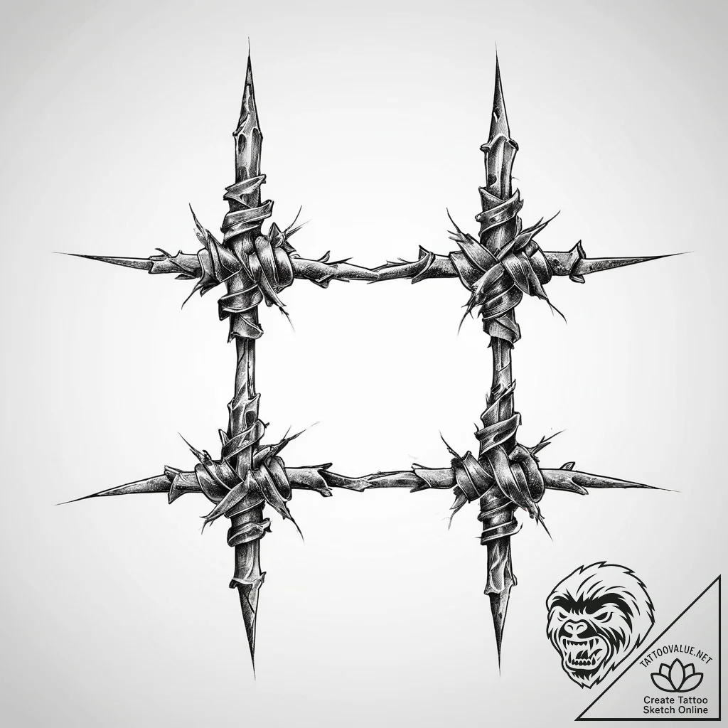 Tattoo sketch колючая проволока, tattoo line... - tattoo sketch (№1760353817_0, 13.10.2025 11:10) — tattoovalue.net
