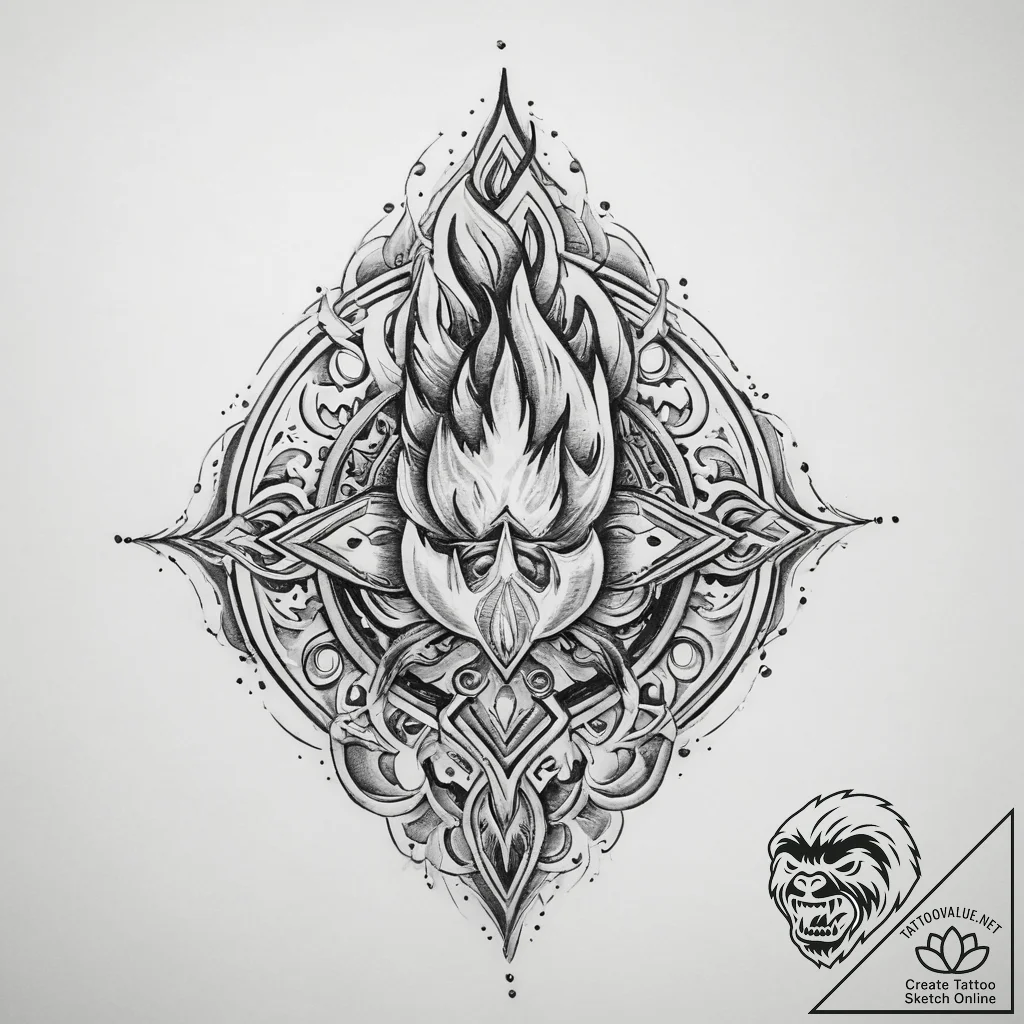 Tattoo sketch spiritual fire - tattoo sketch (№1760354250_0, 13.10.2025 11:17) — tattoovalue.net