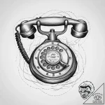 Tattoo sketch rotary phone with a cord, tatto… – tattoo sketch (№1760354907_0, 13.10.2025 11:28) — tattoovalue.net