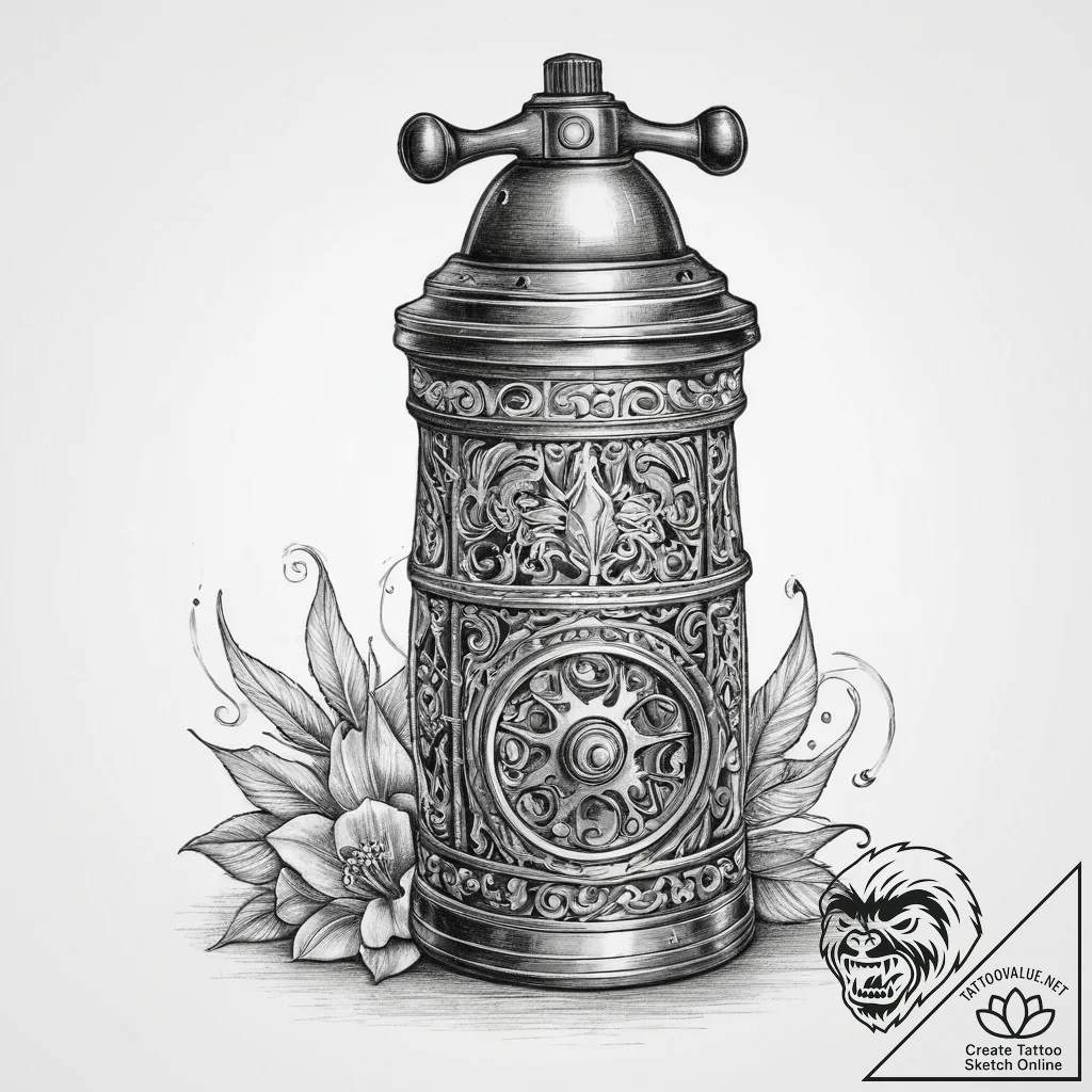 Tattoo sketch pepper grinder - tattoo sketch (№1760356212_0, 13.10.2025 11:50) — tattoovalue.net