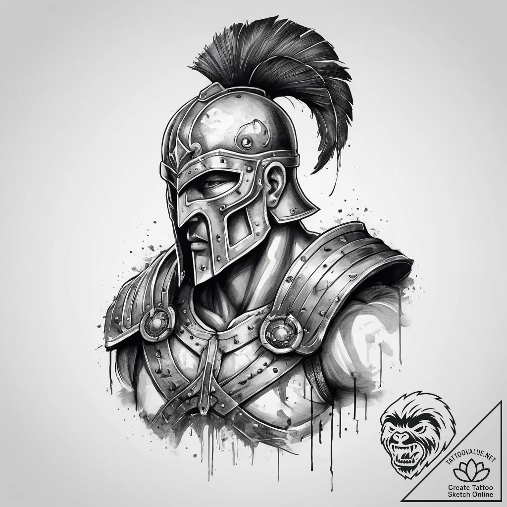 Tattoo sketch gladiator, ink illustration for... - tattoo sketch (№1760356435_0, 13.10.2025 11:53) — tattoovalue.net