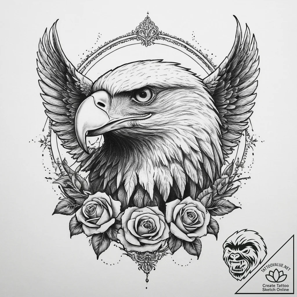 Tattoo sketch bald eagle, tattoo sketch desig... - tattoo sketch (№1760356650_0, 13.10.2025 11:57) — tattoovalue.net
