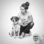 Tattoo sketch vet a person with a dog – tattoo sketch (№1760357082_0, 13.10.2025 12:04) — tattoovalue.net