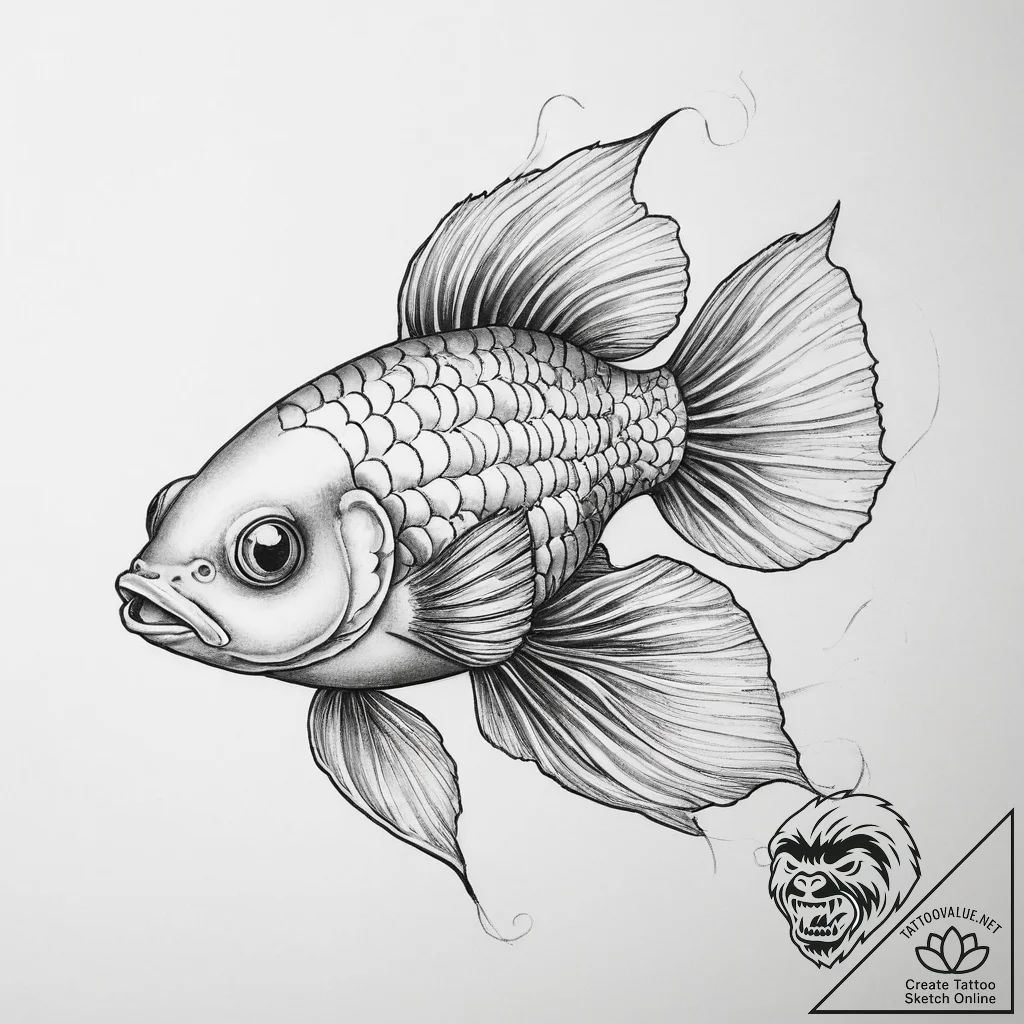 Tattoo sketch guppy - tattoo sketch (№1760358596_0, 13.10.2025 12:29) — tattoovalue.net