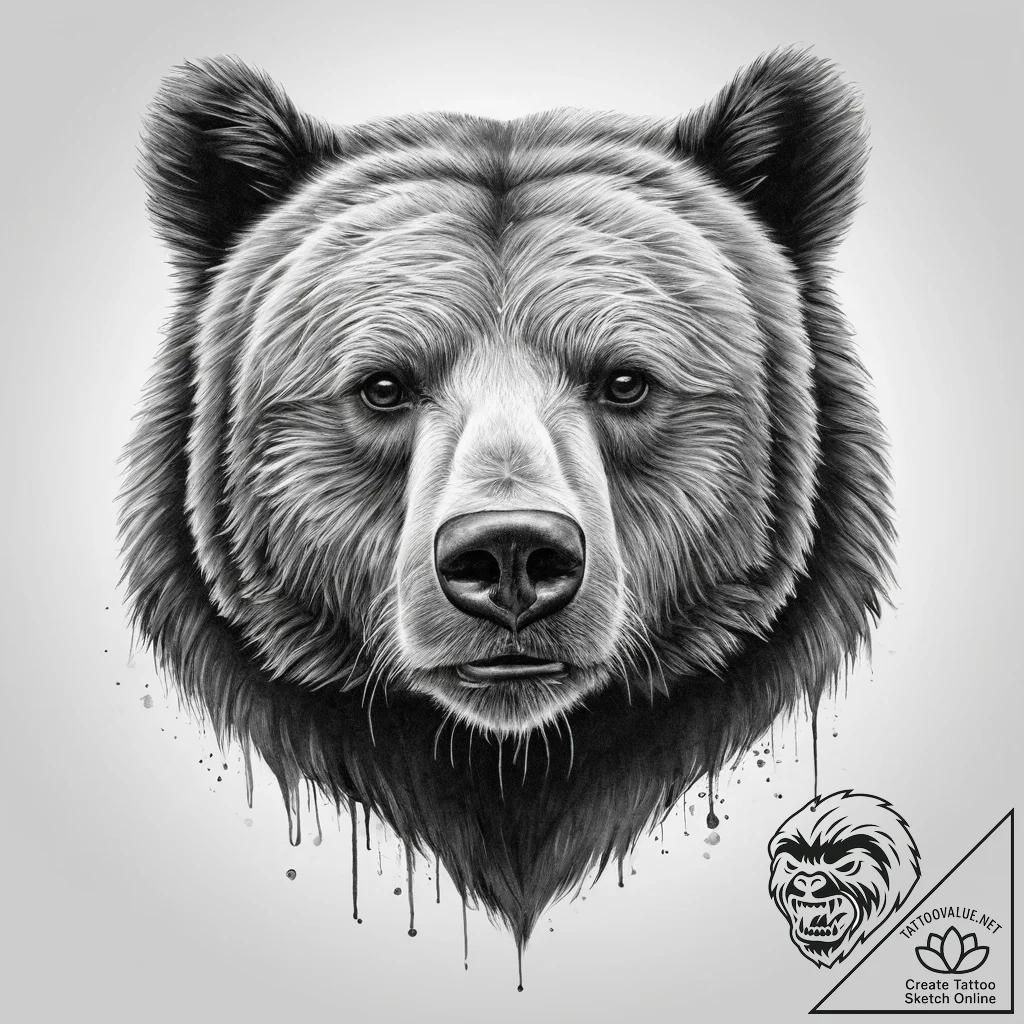 Tattoo sketch realistic портрет медведя - tattoo sketch (№1760359028_0, 13.10.2025 12:37) — tattoovalue.net