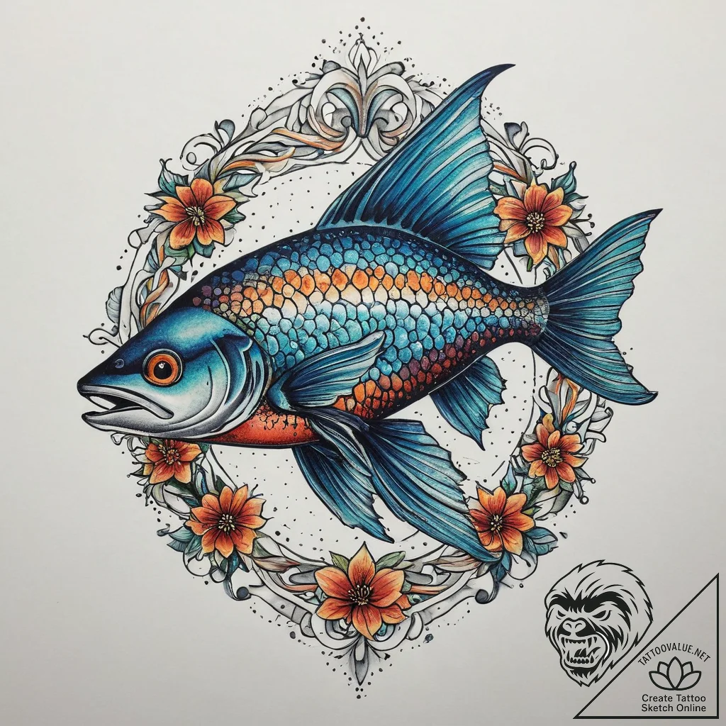 Tattoo sketch capelin, artistic tattoo sketch... - tattoo sketch (№1760359685_0, 13.10.2025 12:48) — tattoovalue.net