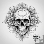 Tattoo sketch узор в виде черепа с цветами, t… – tattoo sketch (№1760359901_0, 13.10.2025 12:51) — tattoovalue.net