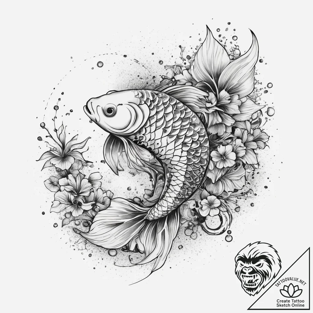 Tattoo sketch japanese koi fish, tattoo drawi... - tattoo sketch (№1760361850_0, 13.10.2025 13:24) — tattoovalue.net