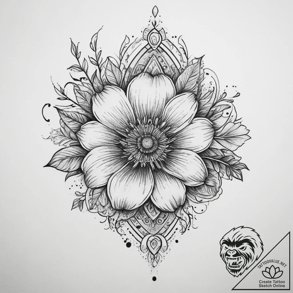 Tattoo sketch sundress with a floral pattern,... - tattoo sketch (№1760362066_0, 13.10.2025 13:27) — tattoovalue.net