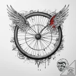 Tattoo sketch cycling bicycle wheel with wing… – tattoo sketch (№1760362500_0, 13.10.2025 13:35) — tattoovalue.net