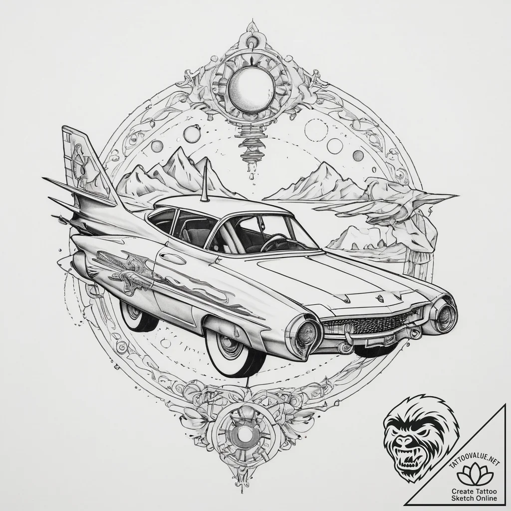 Tattoo sketch the jetsons flying car, tattoo... - tattoo sketch (№1760362723_0, 13.10.2025 13:38) — tattoovalue.net