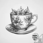 Tattoo sketch teacup tattoo, ink illustration… – tattoo sketch (№1760363382_0, 13.10.2025 13:49) — tattoovalue.net