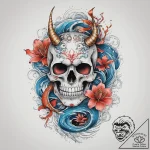 Tattoo sketch skull, ink illustration for tat… – tattoo sketch (№1760364029_0, 13.10.2025 14:00) — tattoovalue.net