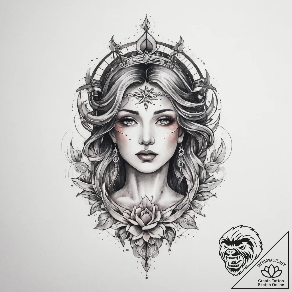 Tattoo sketch sacred mercy, tattoo drawing ou... - tattoo sketch (№1760365110_0, 13.10.2025 14:18) — tattoovalue.net