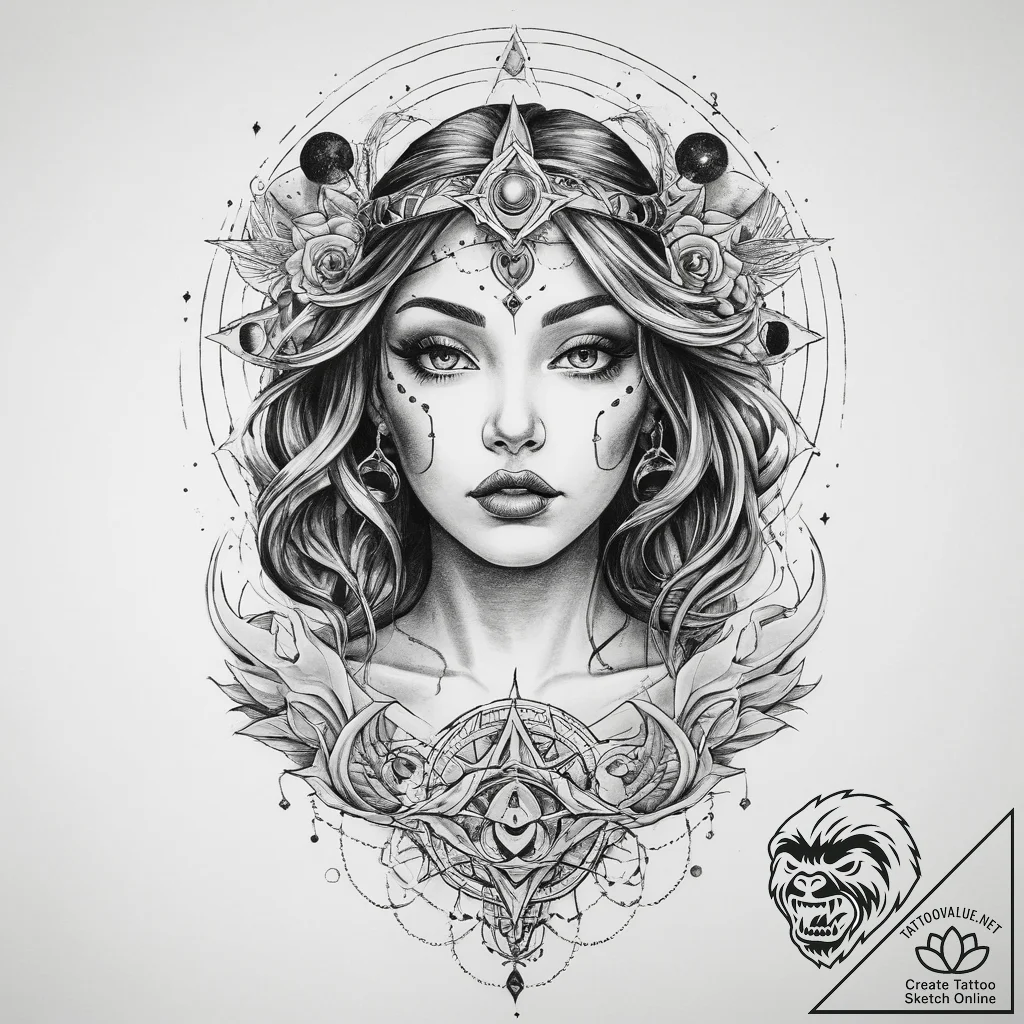 Tattoo sketch cosmic soul - tattoo sketch (№1760369455_0, 13.10.2025 15:30) — tattoovalue.net