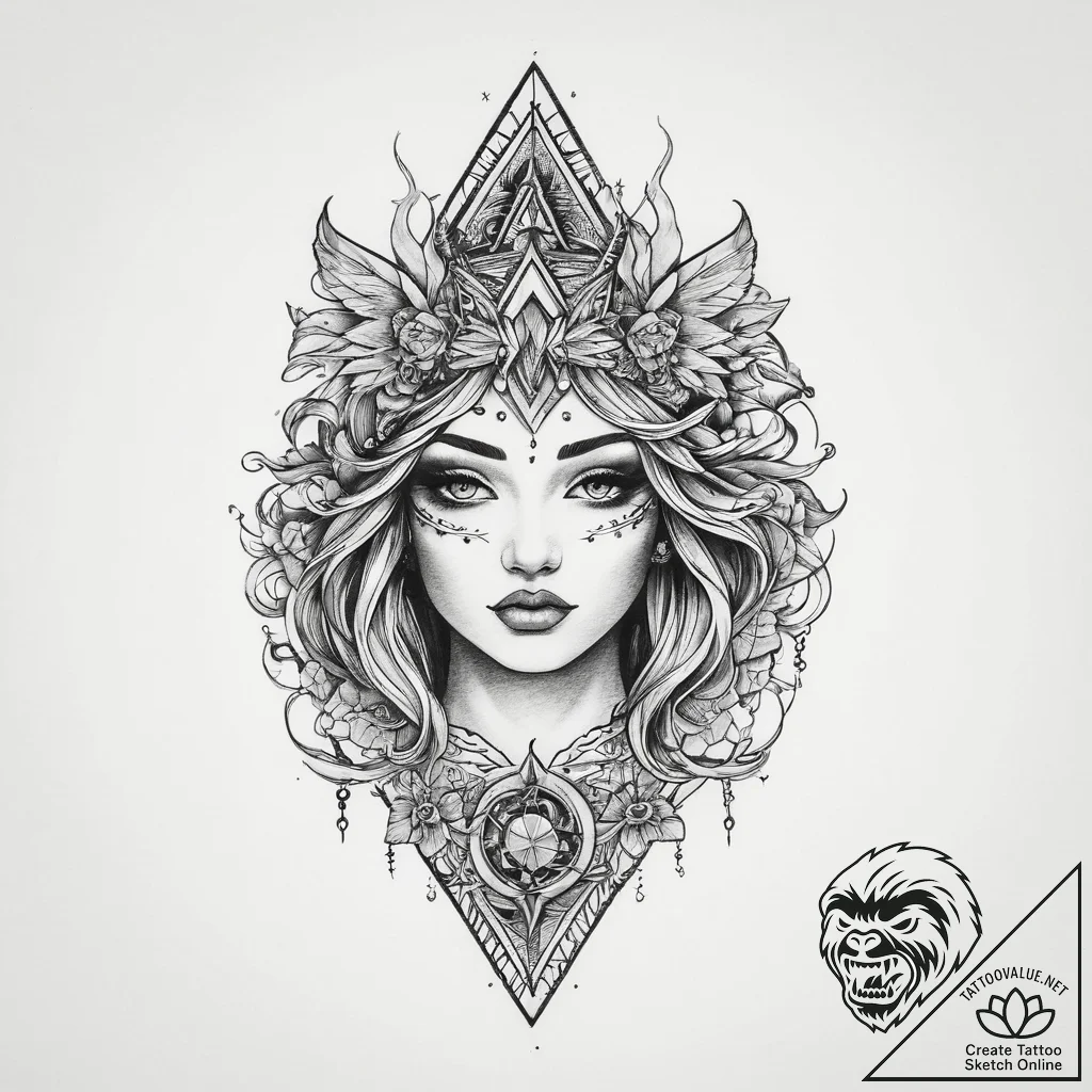 Tattoo sketch mystical tale, tattoo flash she... - tattoo sketch (№1760369671_0, 13.10.2025 15:34) — tattoovalue.net