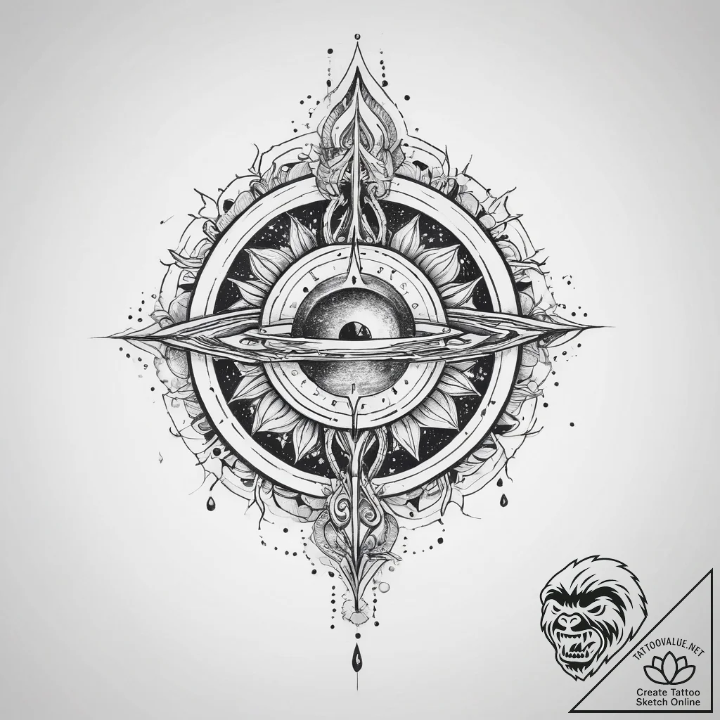 Tattoo sketch cosmic fount - tattoo sketch (№1760369887_0, 13.10.2025 15:38) — tattoovalue.net