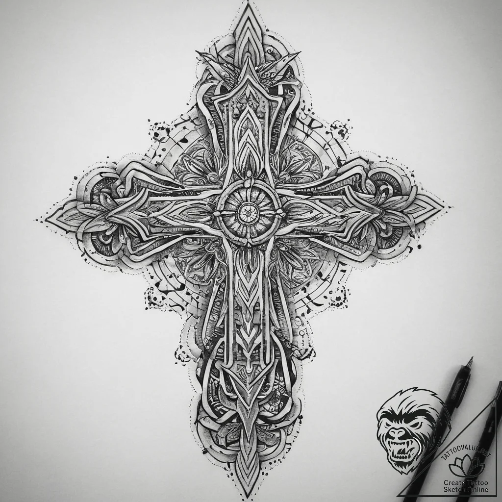 Tattoo sketch divine narrative, tattoo flash... - tattoo sketch (№1760370321_0, 13.10.2025 15:45) — tattoovalue.net