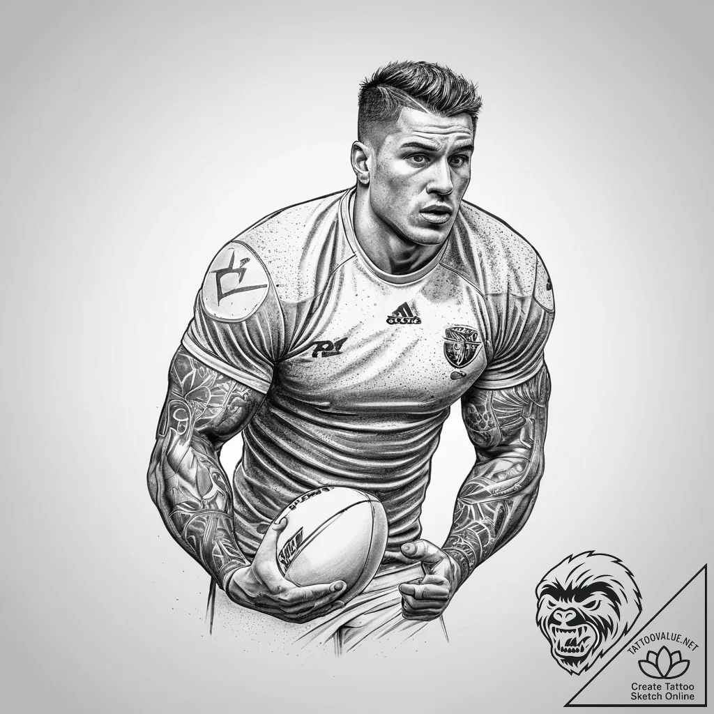 Tattoo sketch rugby player, tattoo sketch des... - tattoo sketch (№1760370757_0, 13.10.2025 15:52) — tattoovalue.net