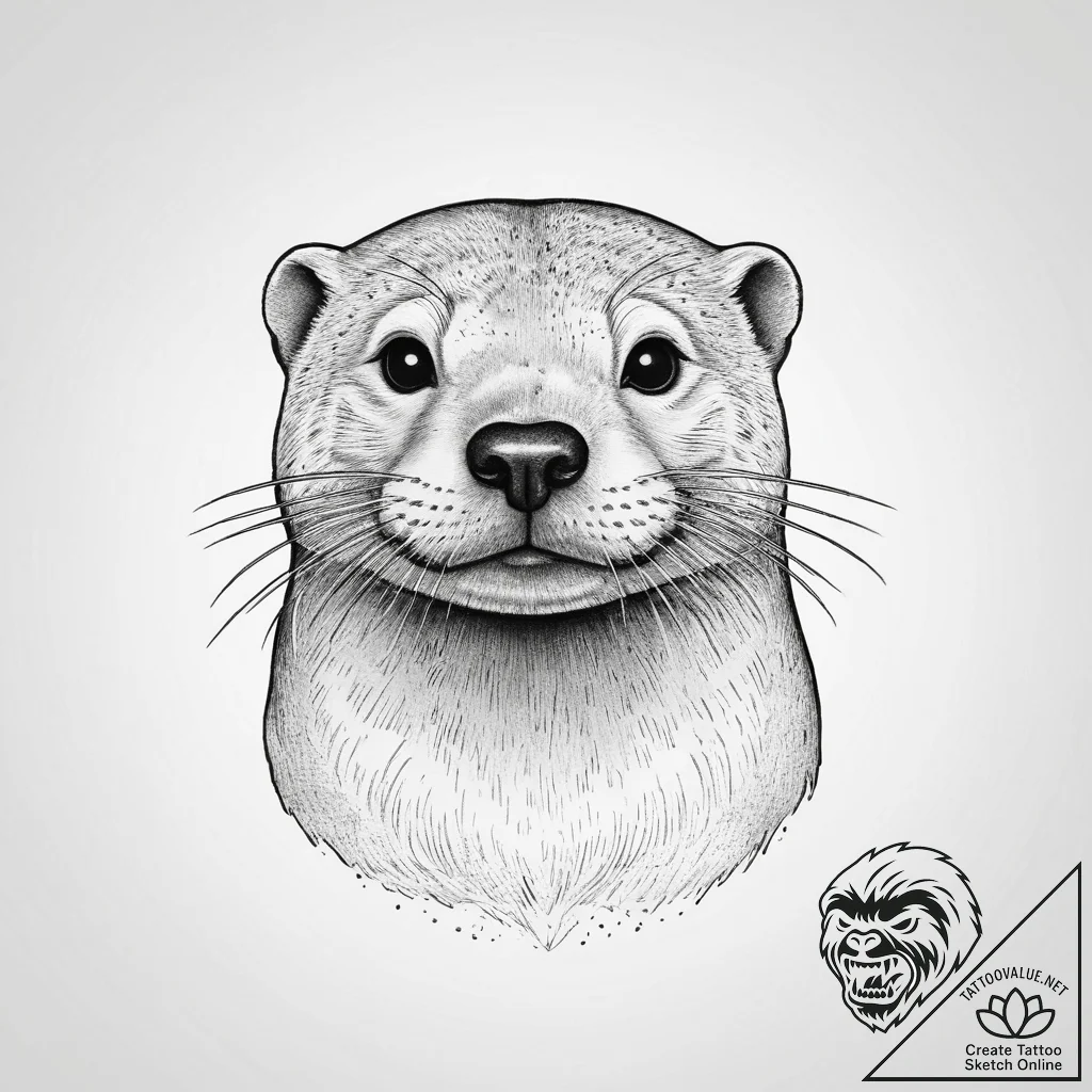 Tattoo sketch river otter, tattoo flash sheet... - tattoo sketch (№1760371191_0, 13.10.2025 15:59) — tattoovalue.net