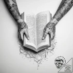 Tattoo sketch hands with a book – tattoo sketch (№1760371407_0, 13.10.2025 16:03) — tattoovalue.net