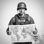 Tattoo sketch soldier with a map – tattoo sketch (№1760372284_0, 13.10.2025 16:18) — tattoovalue.net