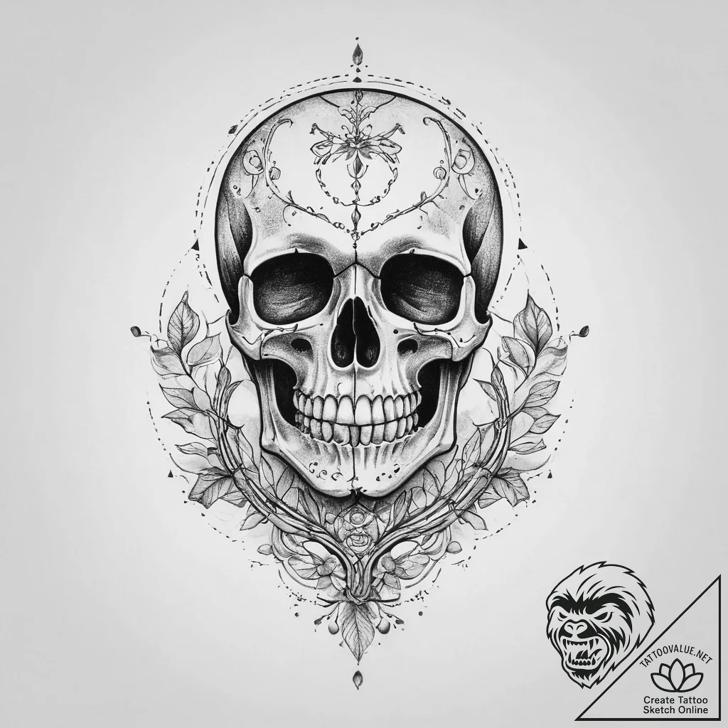 Tattoo sketch skeleton, ink illustration for... - tattoo sketch (№1760372718_0, 13.10.2025 16:25) — tattoovalue.net