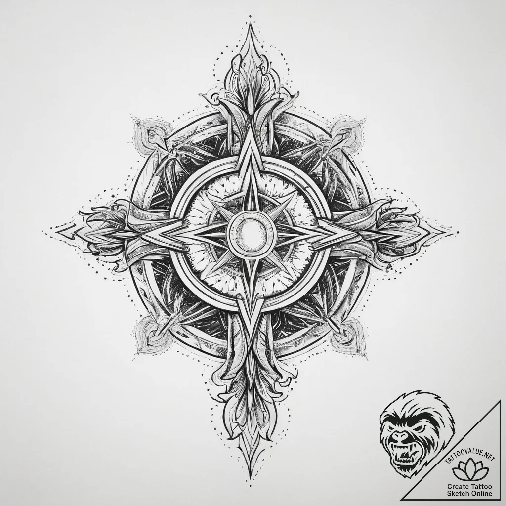 Tattoo sketch cosmic realm, artistic tattoo s... - tattoo sketch (№1760372935_0, 13.10.2025 16:28) — tattoovalue.net