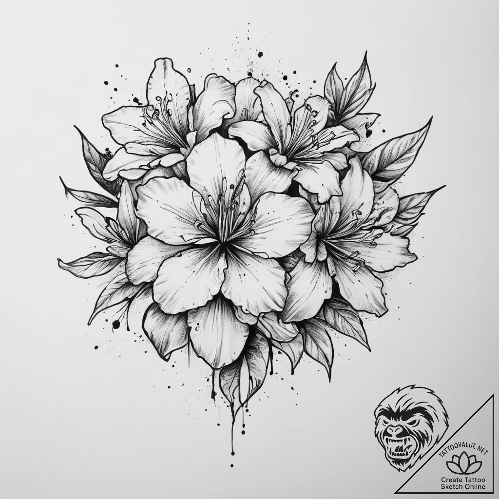 Tattoo sketch azalea, concept art for tattoo,... - tattoo sketch (№1760374680_0, 13.10.2025 16:58) — tattoovalue.net