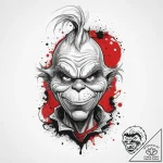 Tattoo sketch the grinch with a foot, tattoo… – tattoo sketch (№1760375338_0, 13.10.2025 17:08) — tattoovalue.net
