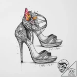 Tattoo sketch heels with a quote, tattoo sket… – tattoo sketch (№1760376207_0, 13.10.2025 17:23) — tattoovalue.net