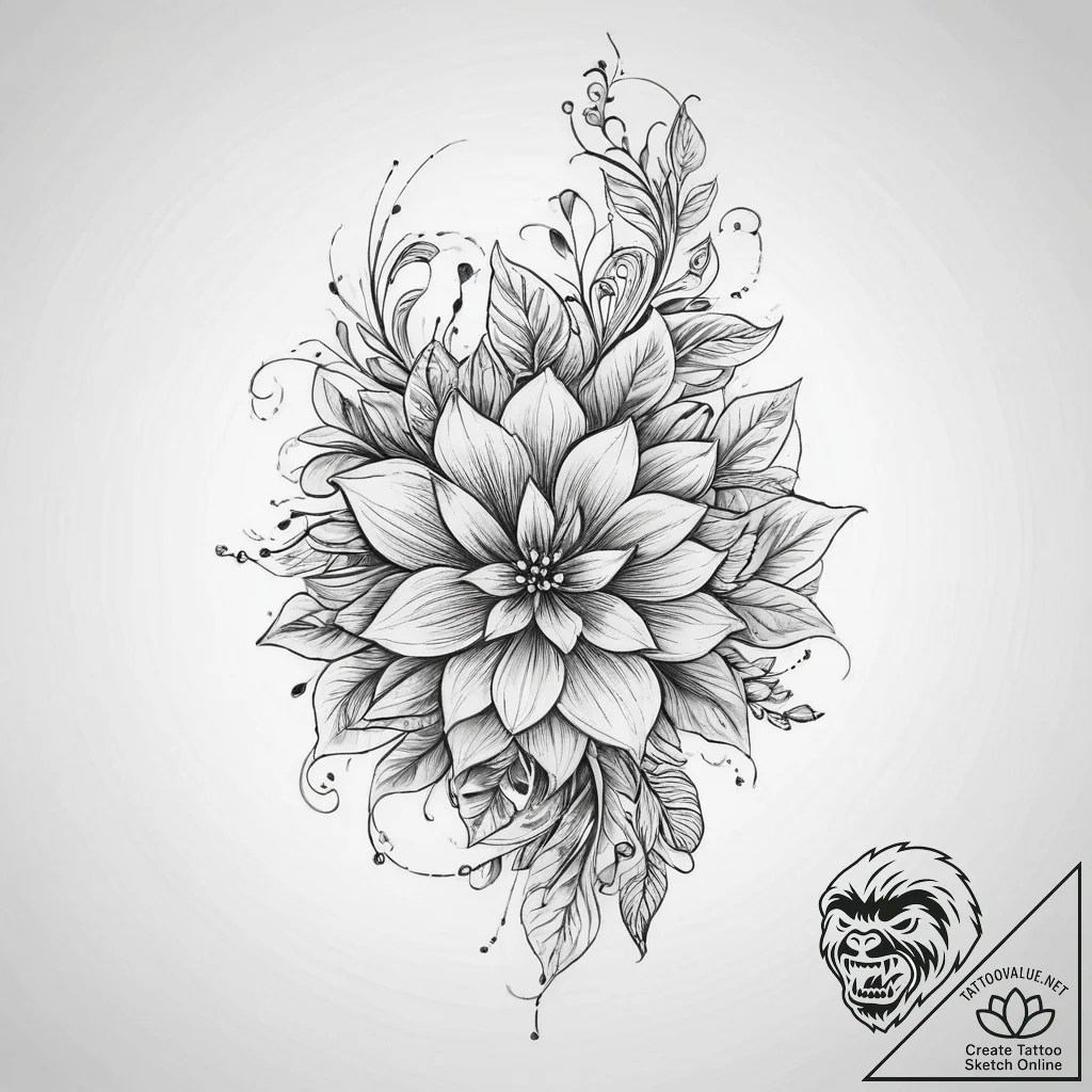 Tattoo sketch ornamental цветочный узор, tatt... - tattoo sketch (№1760376424_0, 13.10.2025 17:27) — tattoovalue.net