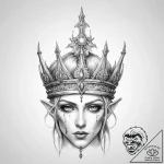 Tattoo sketch high elf crown – tattoo sketch (№1760377075_0, 13.10.2025 17:37) — tattoovalue.net