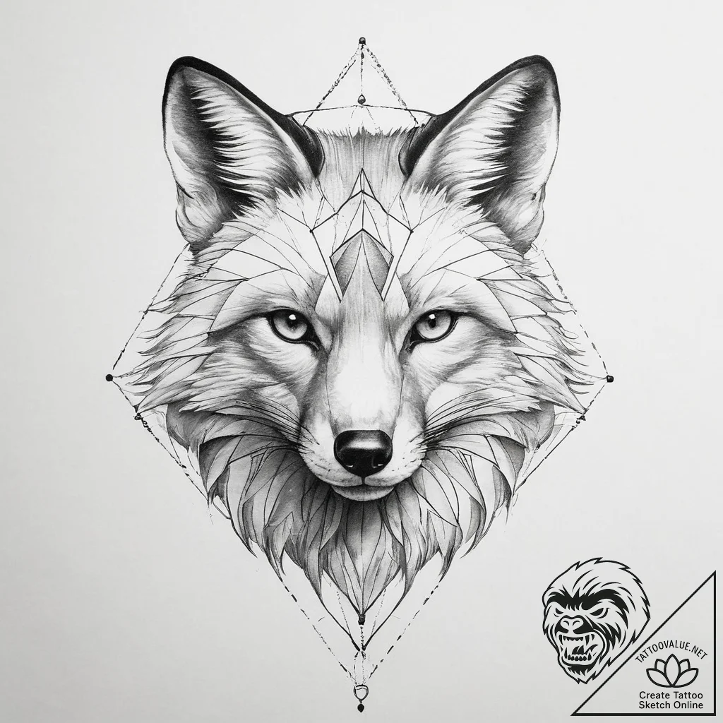 Tattoo sketch geometric fox - tattoo sketch (№1760380342_0, 13.10.2025 18:32) — tattoovalue.net