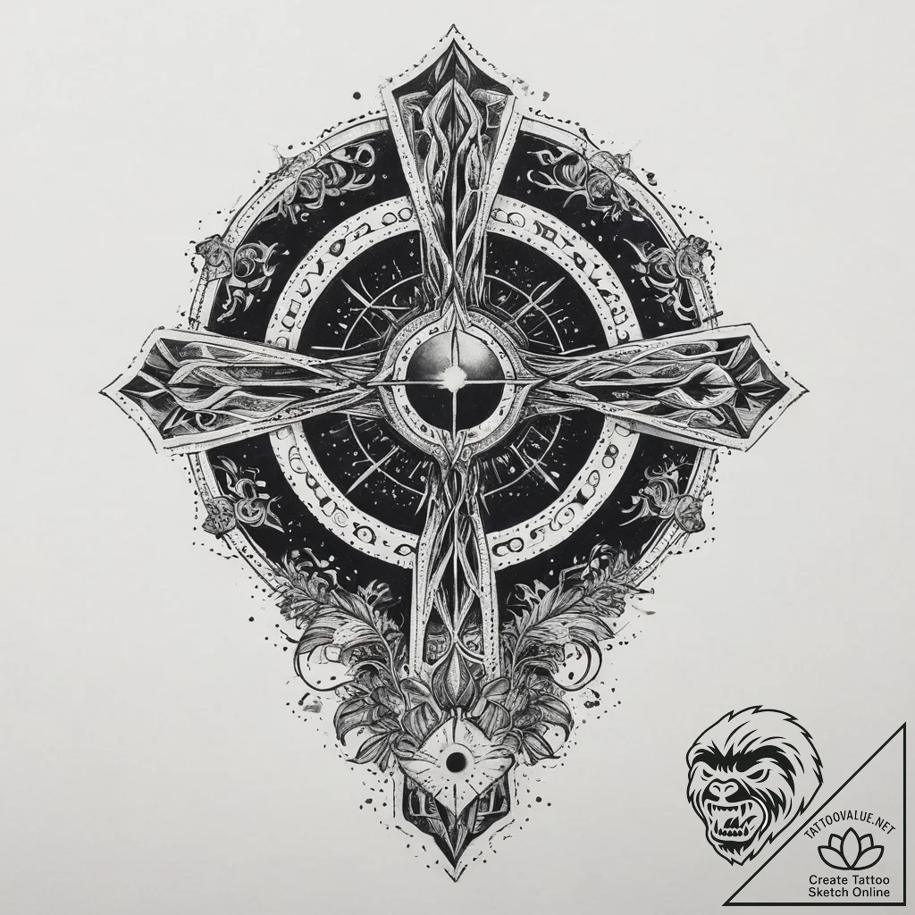 Tattoo sketch cosmic source, ink illustration... - tattoo sketch (№1760381642_0, 13.10.2025 18:54) — tattoovalue.net