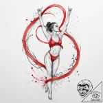 Tattoo sketch gymnastics a ribbon with a pers… – tattoo sketch (№1760382518_0, 13.10.2025 19:08) — tattoovalue.net