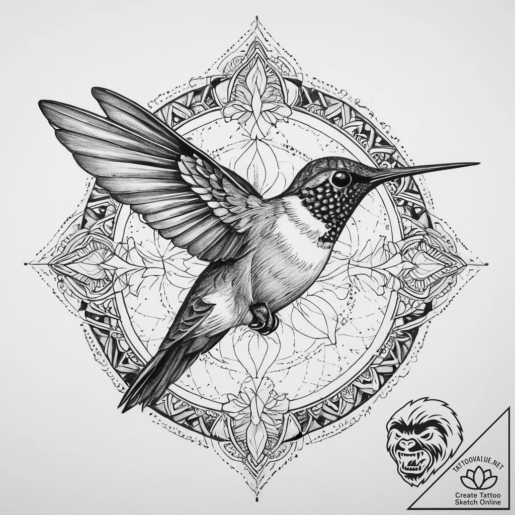 Tattoo sketch ruby-throated hummingbird, arti... - tattoo sketch (№1760383168_0, 13.10.2025 19:19) — tattoovalue.net