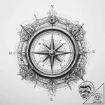 Tattoo sketch tour guide map and compass – tattoo sketch (№1760384466_0, 13.10.2025 19:41) — tattoovalue.net