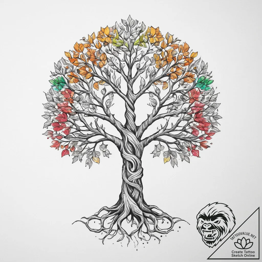 Tattoo sketch bodhi tree, tattoo flash sheet... - tattoo sketch (№1760385768_0, 13.10.2025 20:02) — tattoovalue.net