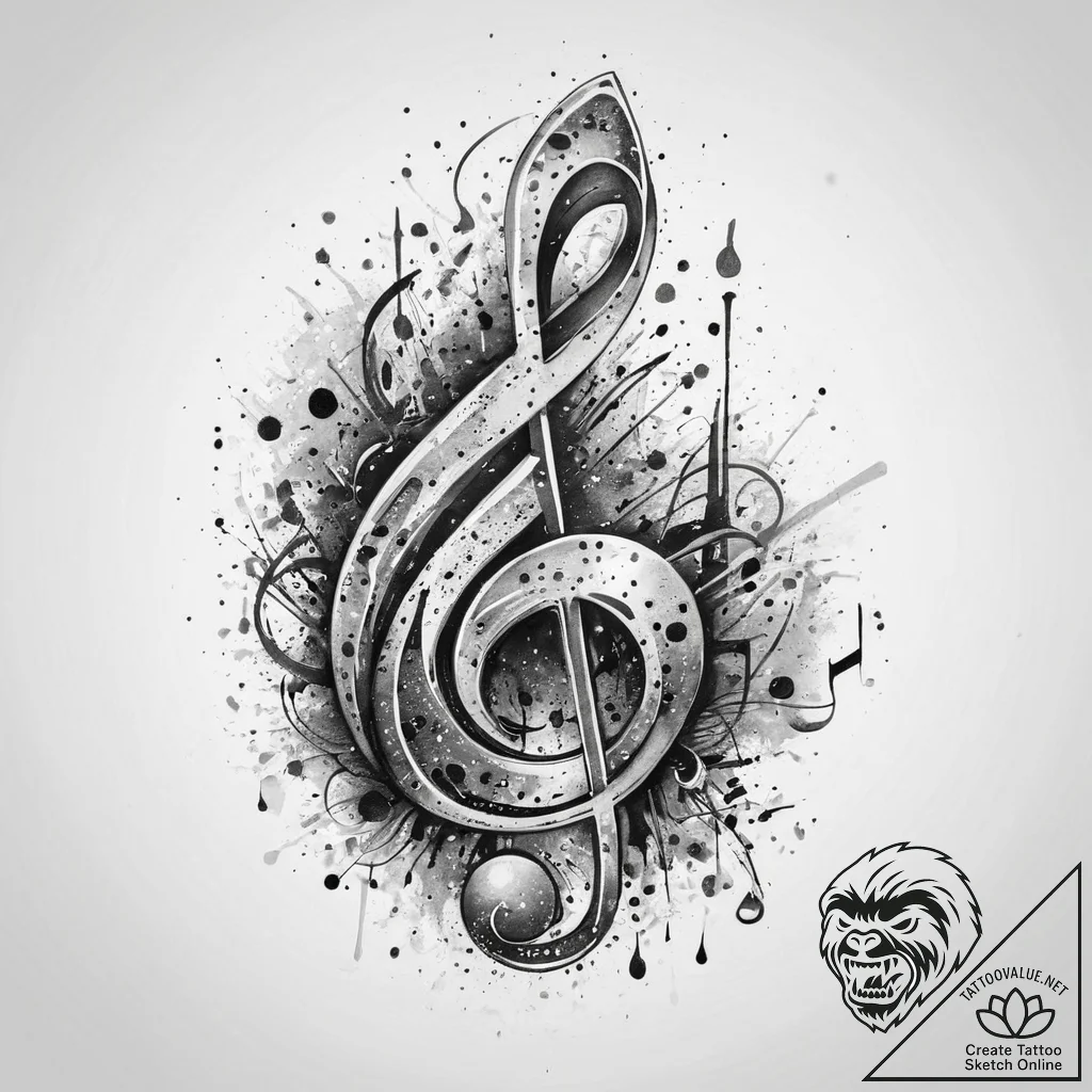 Tattoo sketch musician musical notes, ink ill... - tattoo sketch (№1760386867_0, 13.10.2025 20:21) — tattoovalue.net