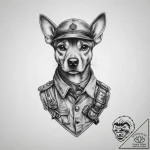 Tattoo sketch dog with a sapper’s gear, conce… – tattoo sketch (№1760388169_0, 13.10.2025 20:42) — tattoovalue.net