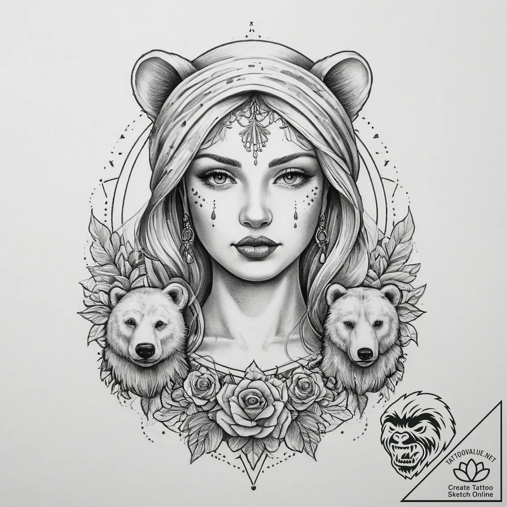 Tattoo sketch zlata baba, the golden woman, w... - tattoo sketch (№1760388821_0, 13.10.2025 20:53) — tattoovalue.net