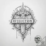 Tattoo sketch resurrection lettering, concept… – tattoo sketch (№1760392092_0, 13.10.2025 21:48) — tattoovalue.net