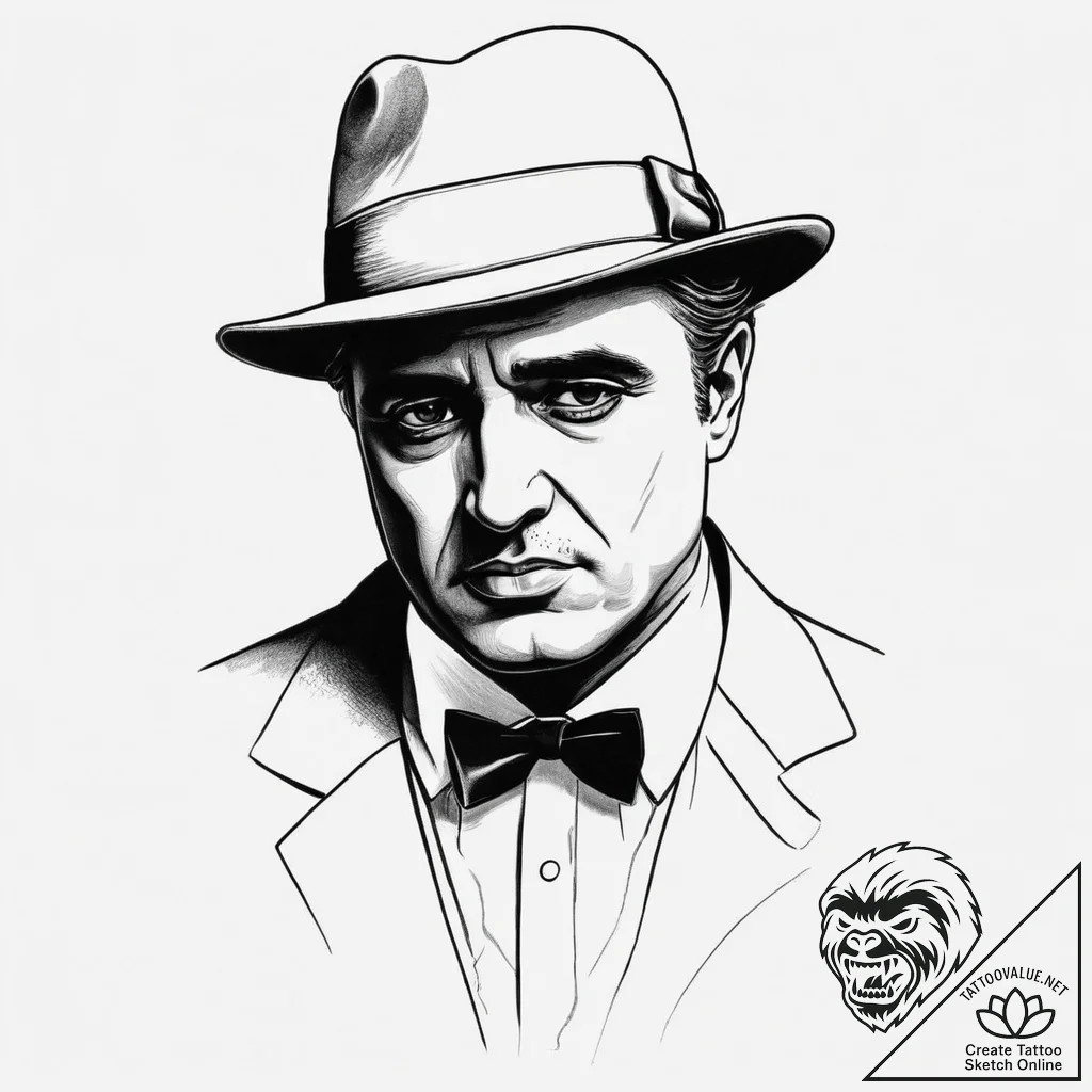 Tattoo sketch the godfather silhouette, ink i... - tattoo sketch (№1760393174_0, 13.10.2025 22:06) — tattoovalue.net