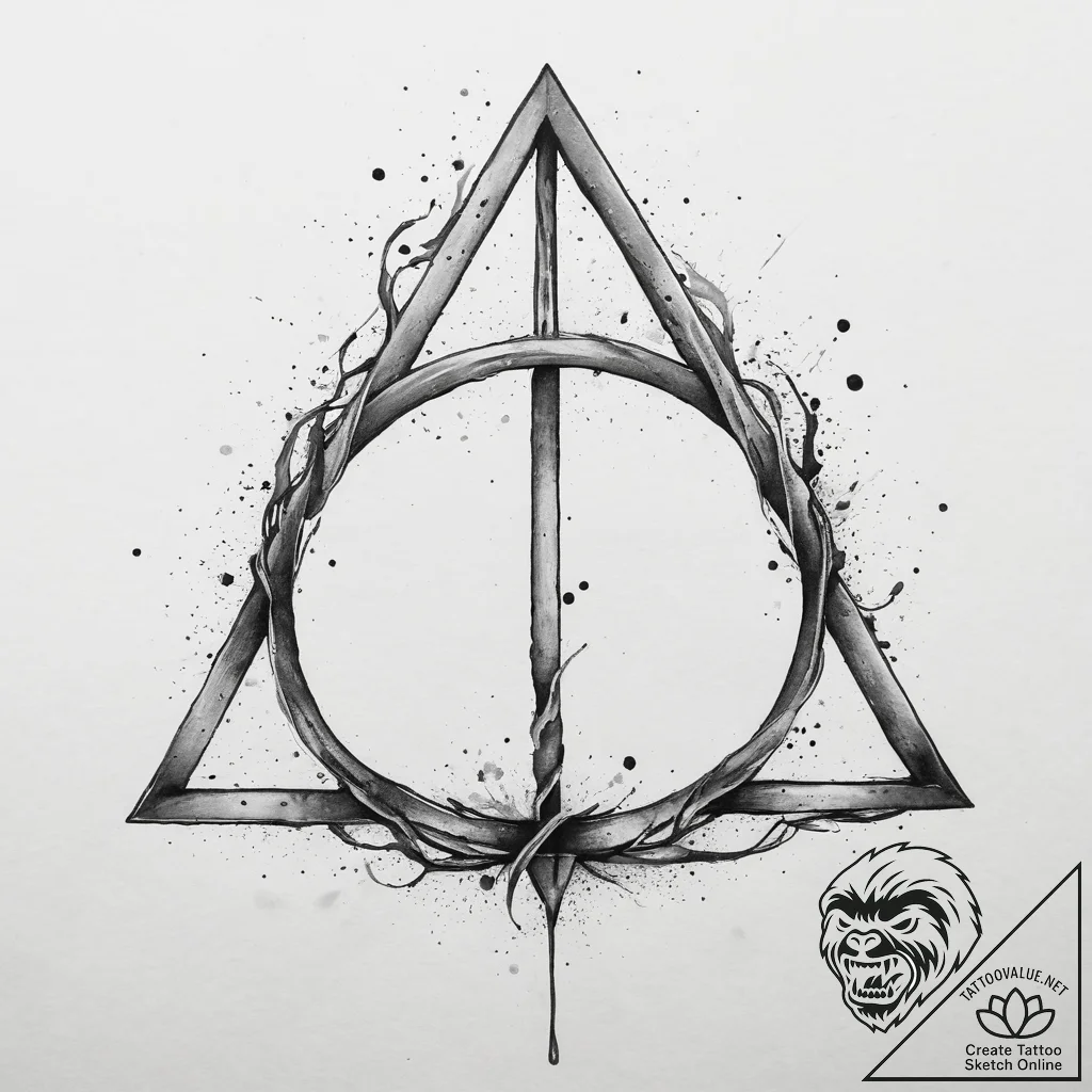 Tattoo sketch harry potter deathly hallows sy... - tattoo sketch (№1760393390_0, 13.10.2025 22:09) — tattoovalue.net