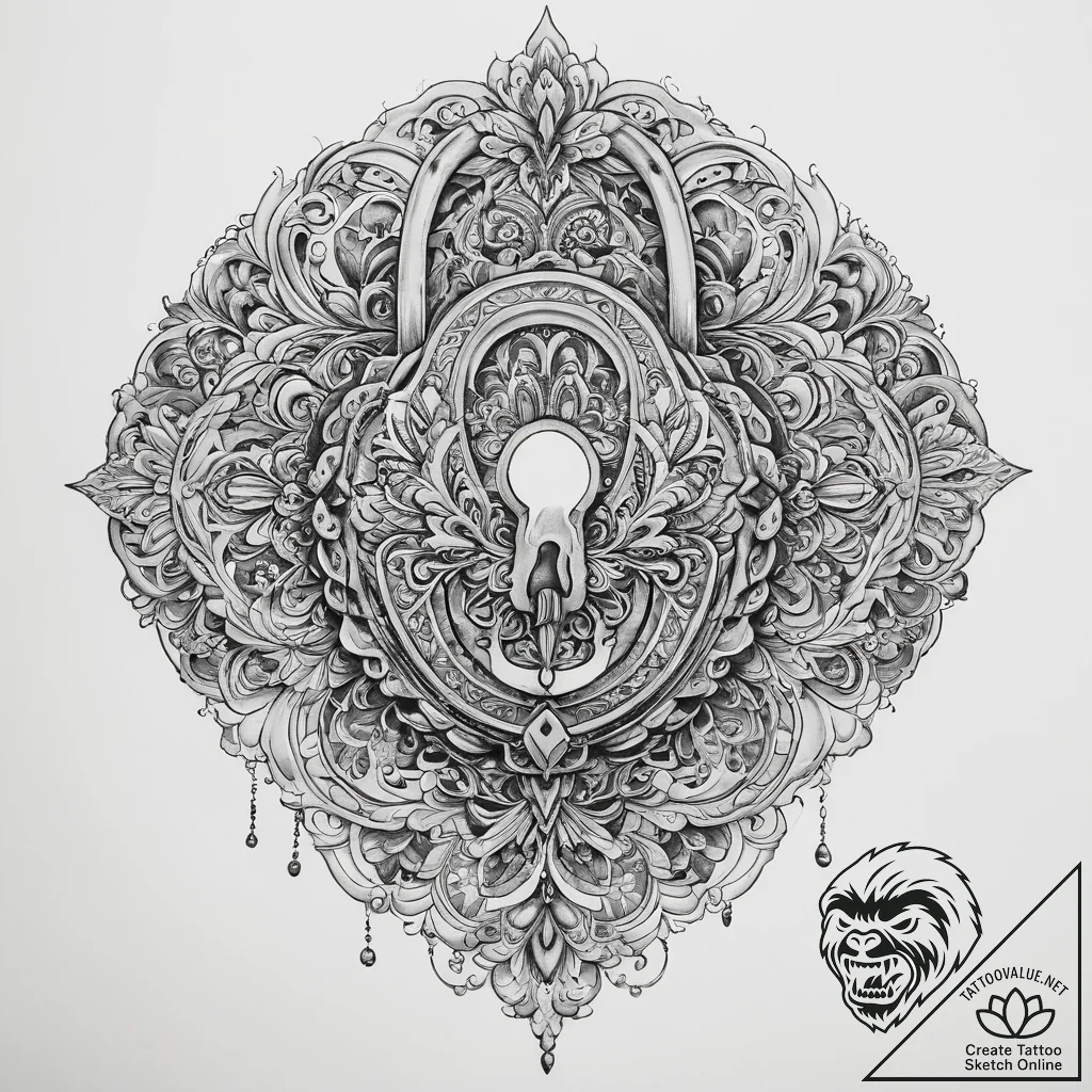 Tattoo sketch hands with a lock, concept art... - tattoo sketch (№1760395354_0, 13.10.2025 22:42) — tattoovalue.net
