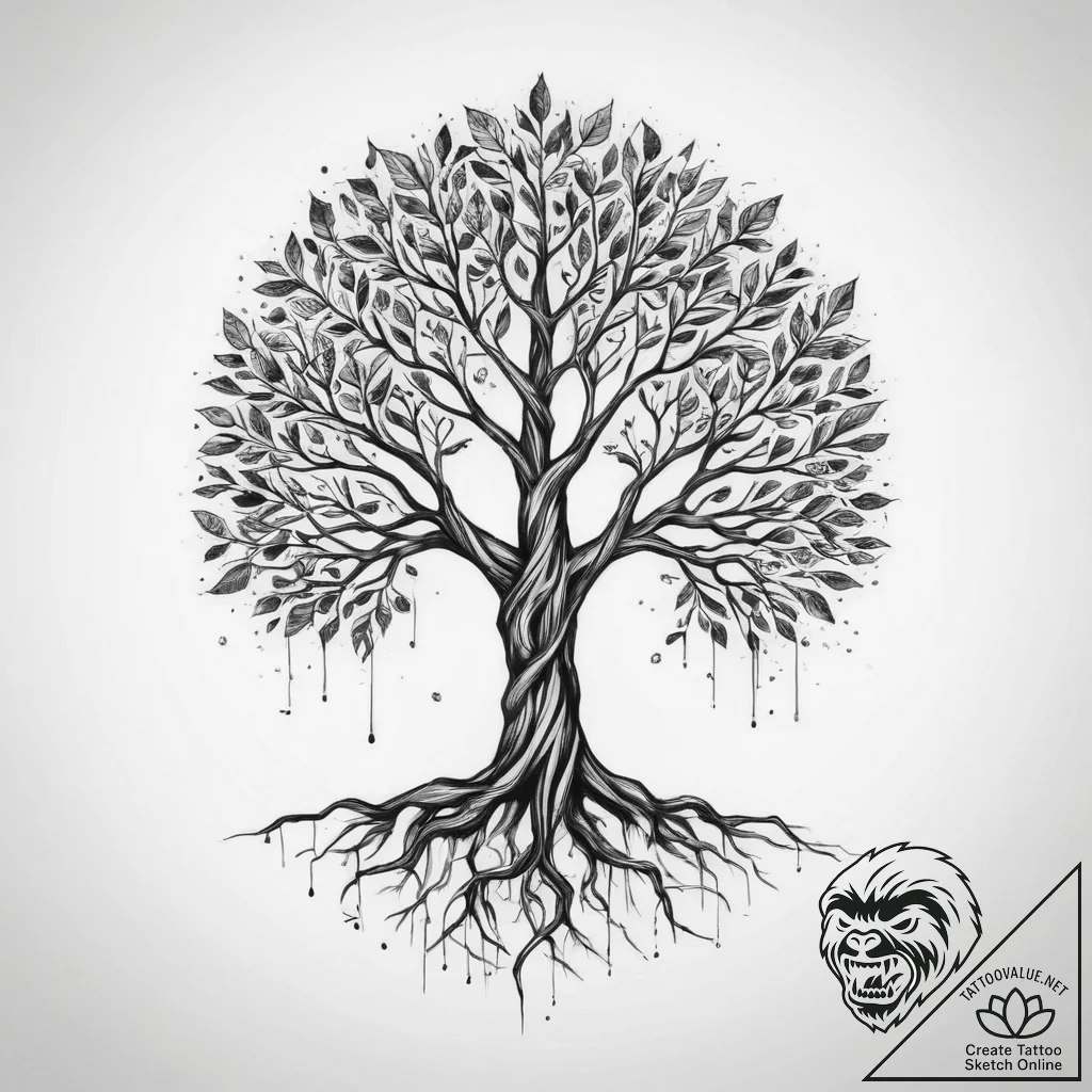 Tattoo sketch tree of hope, ink illustration... - tattoo sketch (№1760395571_0, 13.10.2025 22:46) — tattoovalue.net