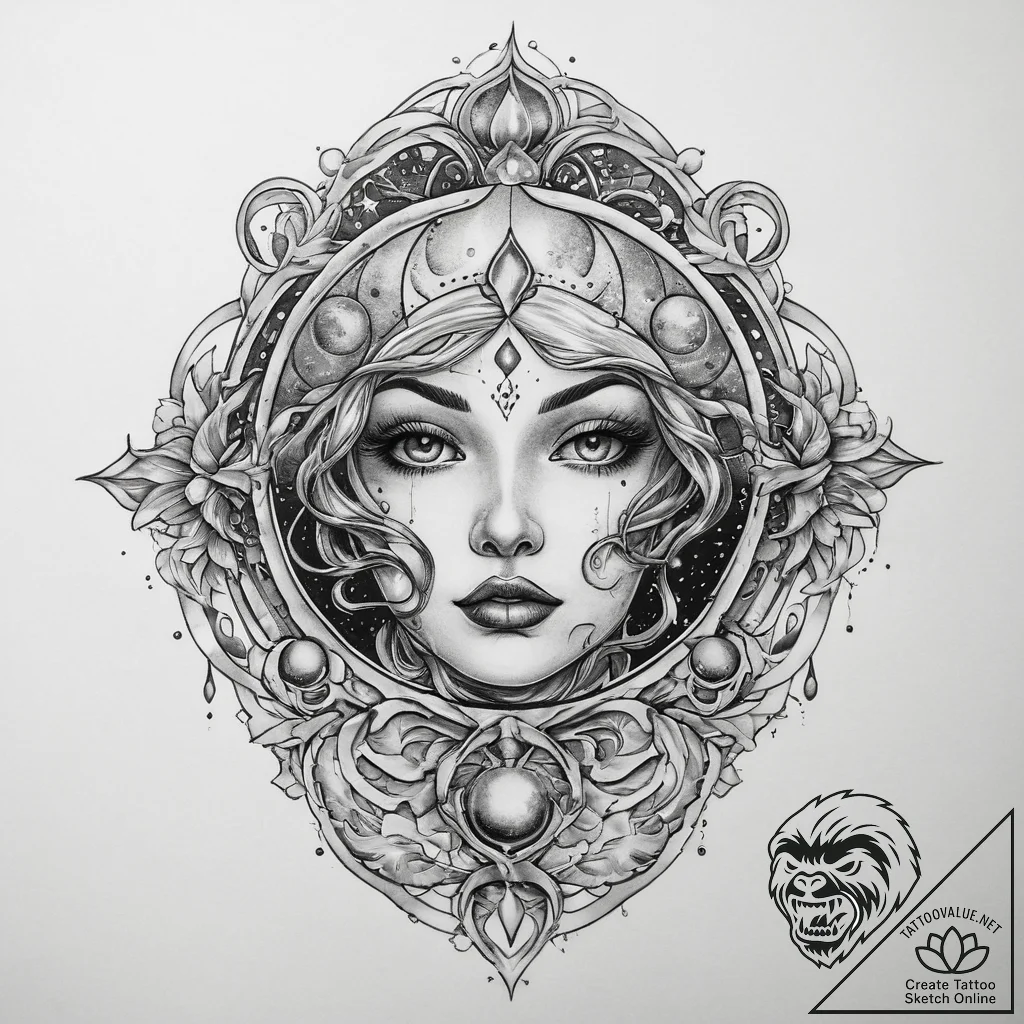 Tattoo sketch cosmic earth, tattoo sketch des... - tattoo sketch (№1760396663_0, 13.10.2025 23:04) — tattoovalue.net