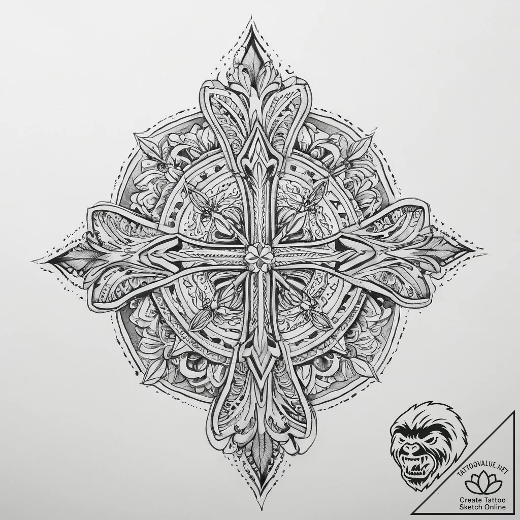Tattoo sketch slavic embroidery pattern with... - tattoo sketch (№1760397763_0, 13.10.2025 23:22) — tattoovalue.net