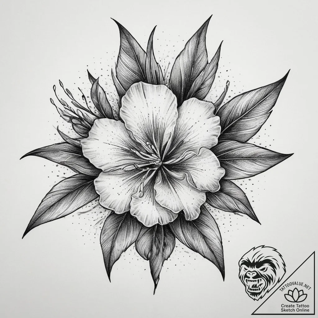 Tattoo sketch oleander, tattoo sketch design,... - tattoo sketch (№1760398417_0, 13.10.2025 23:33) — tattoovalue.net